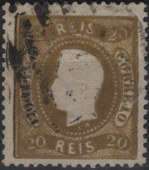 0911.jpg -     Lote:    911            Portugal        Descrição:         1867/70 &mdash; D. Luís I. Fita curva, denteados. Mf29, 20 reis bistre. Exemplar com acentuado REPINTE. Não catalogado. Exemplar sem defeitos nem reparações.         O       Valor Base:     &euro; 65,00     Valor Venda:     &euro;      