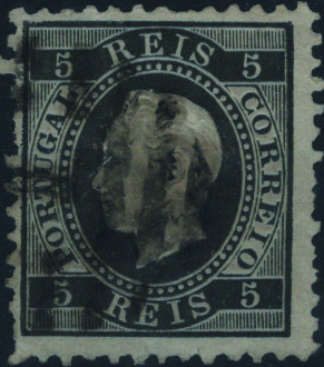 0921.jpg -     Lote:    921            Portugal        Descrição:         1870/76 &mdash; D. Luís I, fita direita. MF36, 5 reis preto, cunho VI, denteado 11 &frac12;. Exemplar usado obliterado com carimbo numérico da 2.ª reforma "1 &mdash; LISBOA". Certificado de peritagem de Leilões P. Dias, Lda.         O       Valor Base:     &euro; 100,00     Valor Venda:     &euro;      