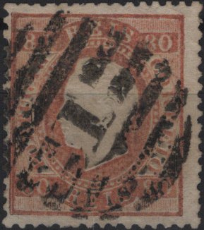 0929.jpg -     Lote:    929            Portugal        Descrição:         1870/76 &mdash; D. Luís I. Fita direita. Mf42g, 80 reis laranja vermelho, papel costelado, denteado 12 Ÿ. Exemplar sem defeitos nem reparações. Valor de catálogo &euro; 210,00.         O       Valor Base:     &euro; 25,00     Valor Venda:     &euro;      