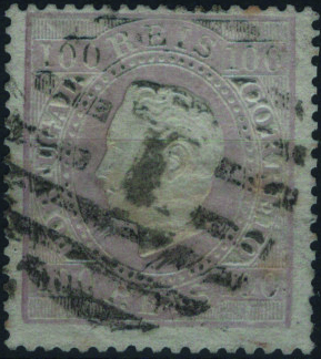 0933.jpg -     Lote:    933            Portugal        Descrição:         1870/76 &mdash; D. Luís I, fita direita. MF43c, 100 reis lilás claro, papel liso, denteado 14. Selo usado, obliterado com carimbo numérico da 2.ª reforma "1 &mdash; LISBOA". Valor de catálogo &euro; 1.600,00.         O       Valor Base:     &euro; 160,00     Valor Venda:     &euro;      