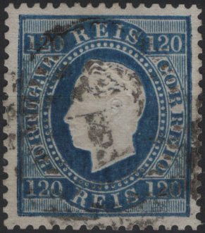 0935.jpg -     Lote:    935            Portugal        Descrição:         1870/76 &mdash; D. Luís I. Fita direita. MF44b, 120 reis azul, denteado 12 Ÿ, papel costelado na frente. Exemplar sem defeitos nem reparações. Valor de catálogo &euro; 460,00.         O       Valor Base:     &euro; 35,00     Valor Venda:     &euro;      