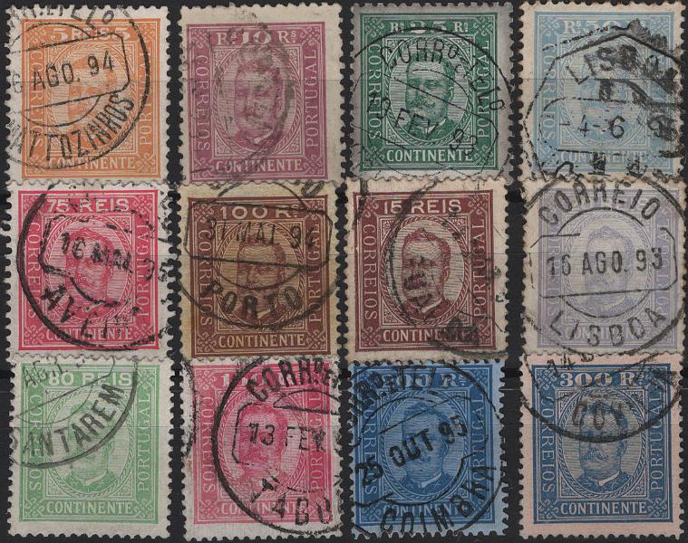 0948.jpg -     Lote:    948            Portugal        Descrição:         1892/93 &mdash; D. Carlos I, tipo Diogo Neto. Mf 68/79. Série completa em estado de usado, sem defeitos nem reparações. Valor de catálogo &euro; 578,00.         O       Valor Base:     &euro; 50,00     Valor Venda:     &euro;      