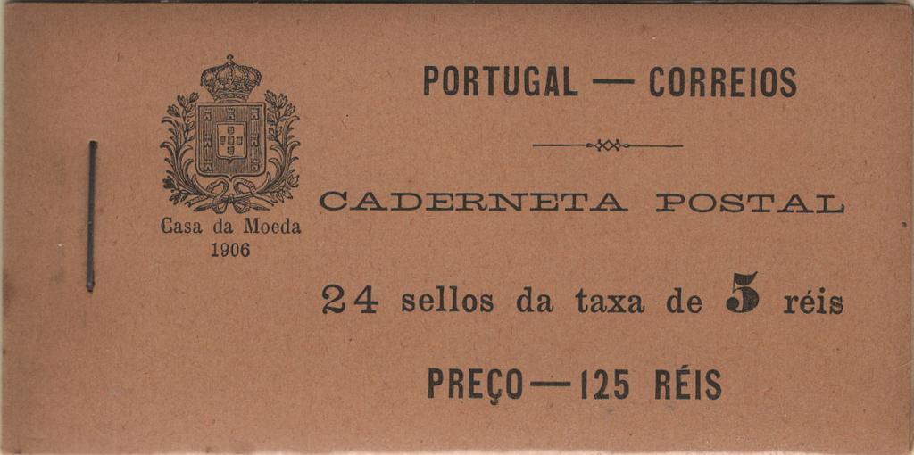 1107.jpg -     Lote:    1107            Açores       Descrição:         1906 &mdash; D. Carlos I Mouchon. Mf97, 5 reis laranja. Carteira completa com 24 selos. MR. NÃO CATALOGADA.         CRT       Valor Base:     &euro; 200,00     Valor Venda:     &euro;      