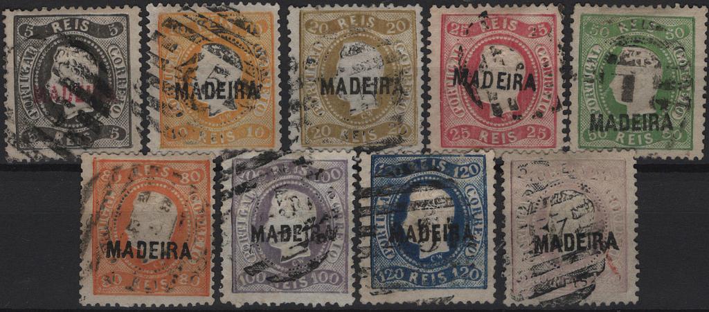 1128.jpg -     Lote:    1128            Madeira       Descrição:         1868/70 &mdash; D. Luís I. Fita curva, denteados. Selos do Continente com sobrecarga MADEIRA. Mf 5/13. Série completa em usados, sem defeitos nem reparações. Valor de catálogo &euro; 2.035,00.         O       Valor Base:     &euro; 175,00     Valor Venda:     &euro;      