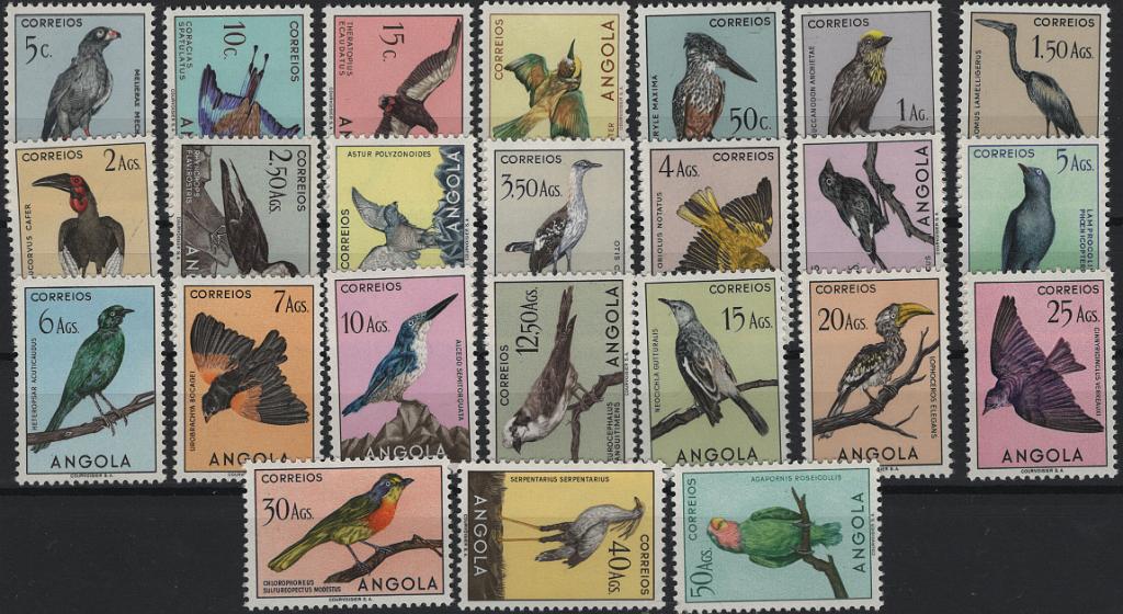 1211.jpg -     Lote:    1211            Angola       Descrição:         1951 &mdash; Aves de Angola. Mf 326/349. Série completa com goma original, sem defeitos nem reparações. Valor de catálogo &euro; 660,00.         ***       Valor Base:     &euro; 160,00     Valor Venda:     &euro;      