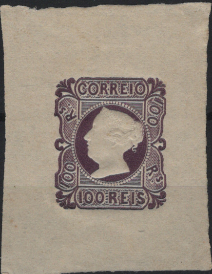 1925.jpg -     Lote:    1925            Portugal       Descrição:         Reimpressões de 1928 * 1853 &mdash; D. Maria II. Mf4, 100 reis lilás malva. Reimpressão com largas margens, provável prova da mesma, em bloco medindo 36x46mm, em papel levemente pontinhado. MB e MR.         R*       Valor Base:     &euro; 100,00     Valor Venda:     &euro;      
