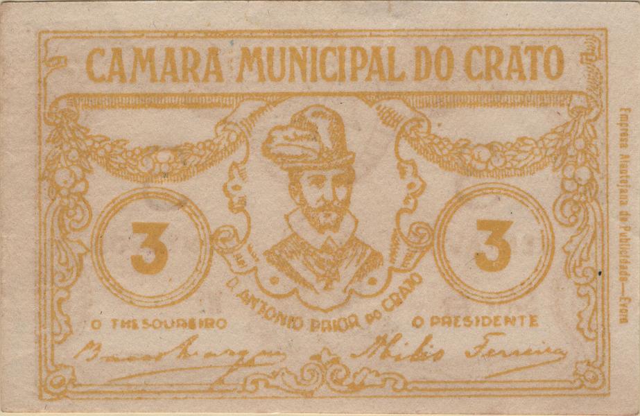 1998.jpg -     Lote:    1998                   Descrição:         Crato, Câmara Municipal. MD794c, 3c amarelo. Escassa e bela++ com ligeira dobra no canto superior esquerdo.         CDL       Valor Base:     &euro; 8,00     Valor Venda:     &euro;      