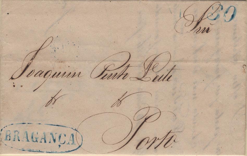 2119.jpg -     Lote:    2119      Lotes pelo Correio             Descrição:         Bragança &mdash; A azul, LF BGC3 em carta remetida de Bragança (16.10.43) para o Porto (24.10.43) com o porte de 30 reis batido a azul. B.         Carta       Valor Base:     &euro; 15,00     Valor Venda:     &euro;      