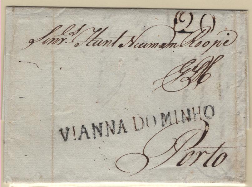 2136.jpg -     Lote:    2136      Lotes pelo Correio             Descrição:         Vianna do Minho &mdash; A sépia, LF VCT3 em carta remetida de Viana (25.02.13) para o Porto, com o porte de 20 reis batido a sépia.         Carta       Valor Base:     &euro; 20,00     Valor Venda:     &euro;      