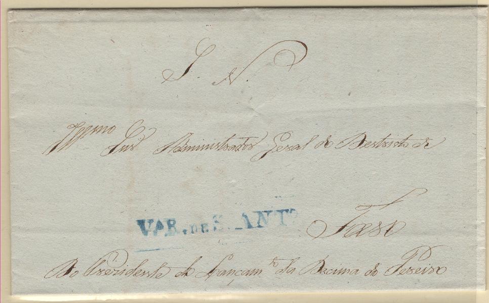 2139.jpg -     Lote:    2139      Lotes pelo Correio             Descrição:         Vila Real de Santo António &mdash; A azul, LF VRS2 em carta datada de Vila Real (22.08.37) para Faro, isenta de porte.         Carta       Valor Base:     &euro; 12,00     Valor Venda:     &euro;      