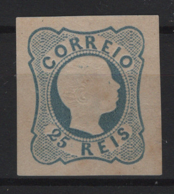 2991.jpg -     Lote:    2991      Lotes pelo Correio      Portugal       Descrição:         Reimpressões de 1905 * 1856/58 &mdash; D. Pedro V, cabelos anelados. Mf11, 25 reis azul, tipo I, linhas simples, com margens largas equilibradas. Valor de catálogo &euro; 130,00.         R*       Valor Base:     &euro; 15,00     Valor Venda:     &euro;      